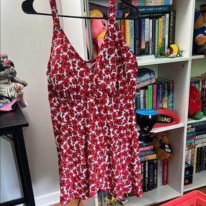 Like New Red and White Floral Swim Dress